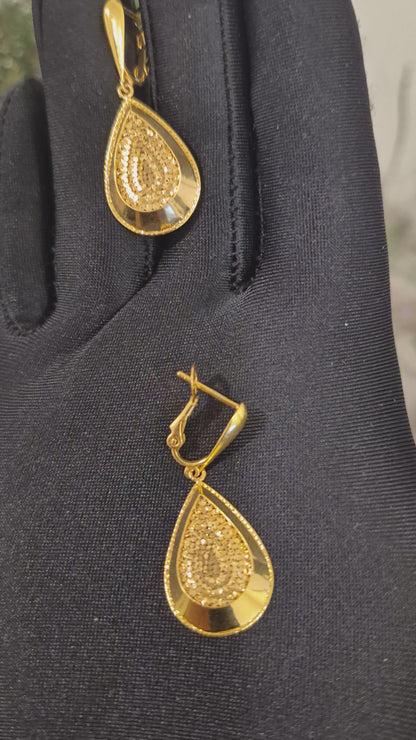 Gold Hanging Earrings 21KT - FKJERN21KM11818