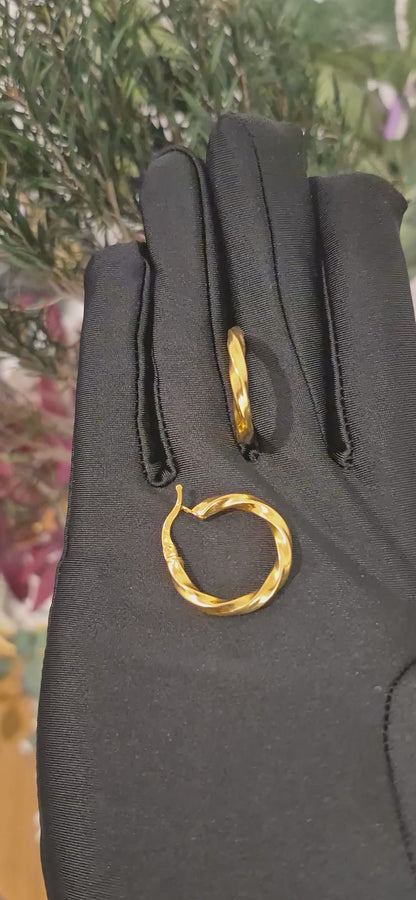 Gold Twist Design Hoop Earrings 21KT - FKJERN21KM11267