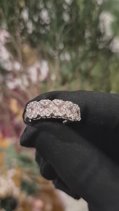 Sterling Silver 925 Pink Halo Band Ring - FKJRNSL10995