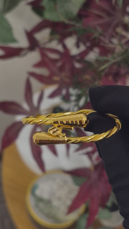 Gold Classic Twist Bangle 21KT - FKJBNG21KM11823