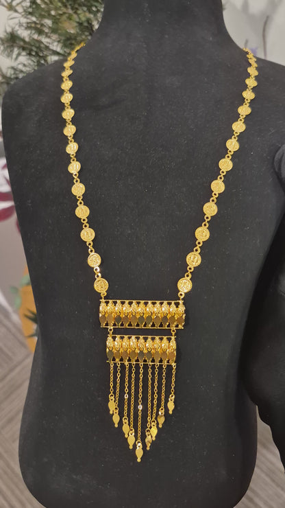 Gold Ethnic Layered Necklace 21KT - FKJNKL21KM11829