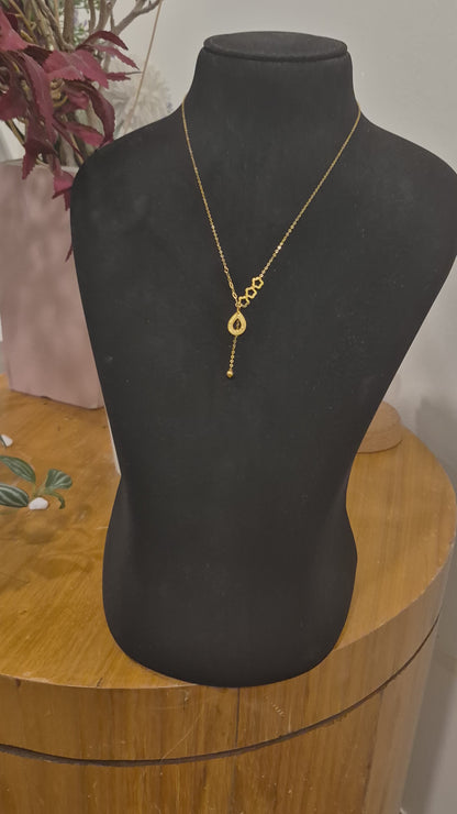 Gold Classic Hanging Tassel Necklace 21KT - FKJNKL21KM12277