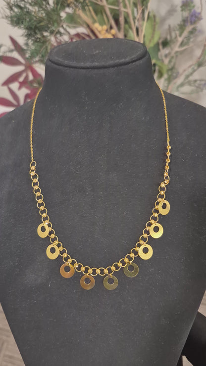 Gold Elegant Circles Shaped Necklace 21KT - FKJNKL21KM11913