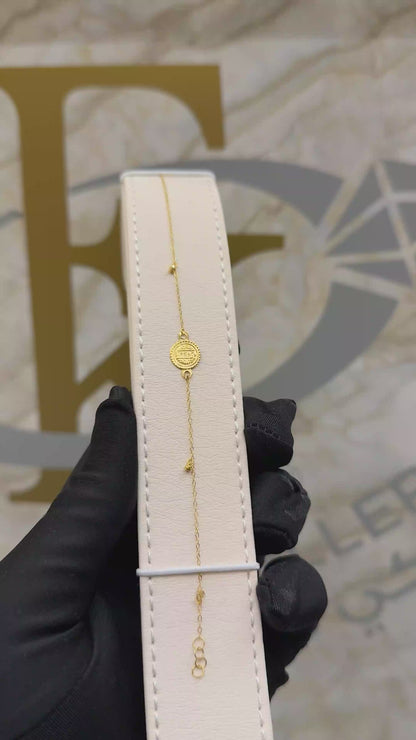 Gold Coin Shaped Bracelet 21KT - FKJBRL21KM9544