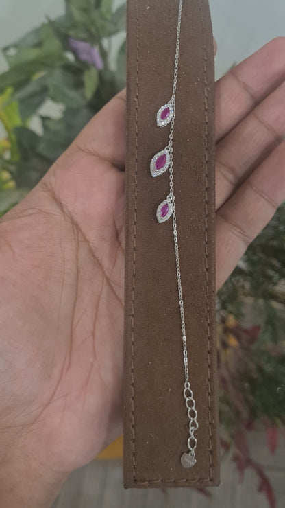 Sterling Silver 925 Pink Drop Bracelet - FKJBRLSL10626