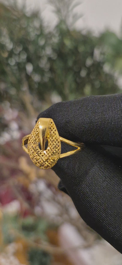 Gold Filigree Statement Ring 21KT - FKJRN21KM11255