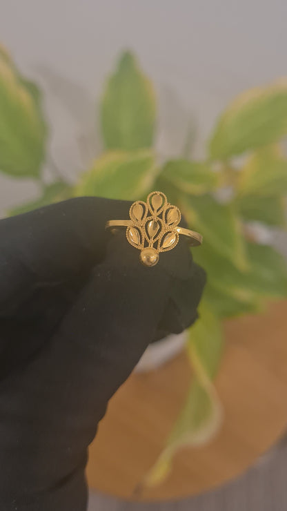 Gold Elegant Filigree Ring 21KT - FKJRN21KM10527