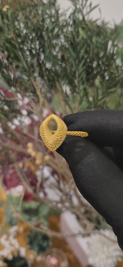 Gold Lattice Teardrop Ring 21KT - FKJRN21KM11237
