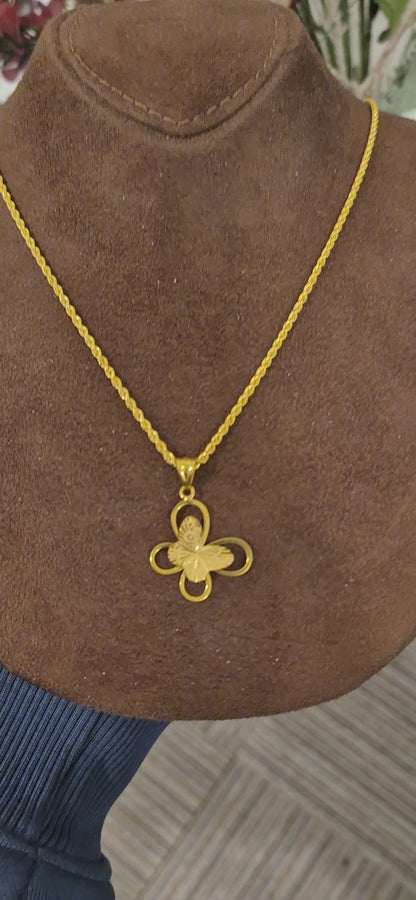 Gold Sleek Butterfly Necklace 21KT - FKJNKL21KM11458