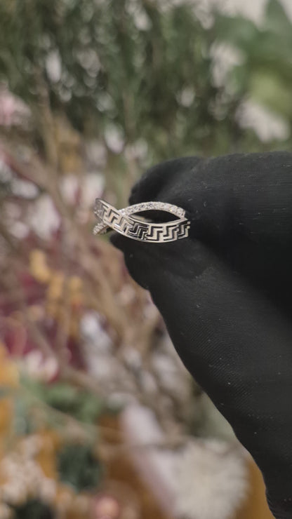 Sterling Silver 925 Interlaced Band Ring - FKJRNSL11014