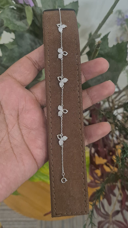 Sterling Silver 925 Floral Leaf Bracelet - FKJBRLSL10605