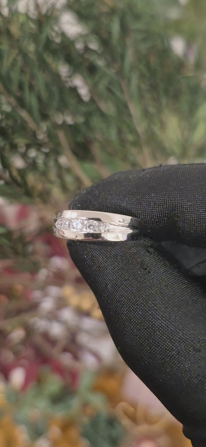 Sterling Silver 925 Channel Band Ring - FKJRNSL11077