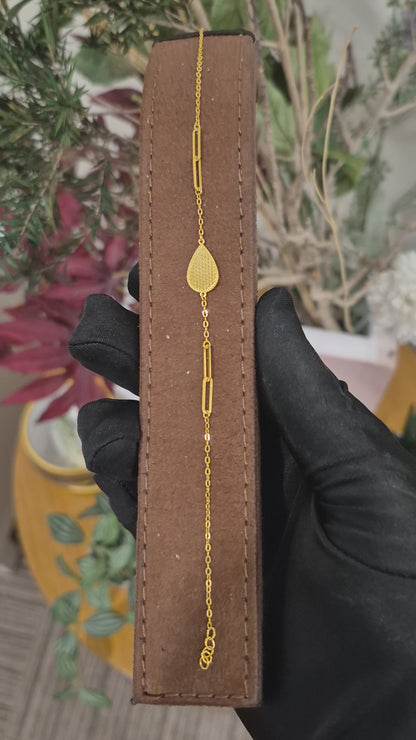 Gold Almond Shaped Bracelet 21KT - FKJBRL21KM12165