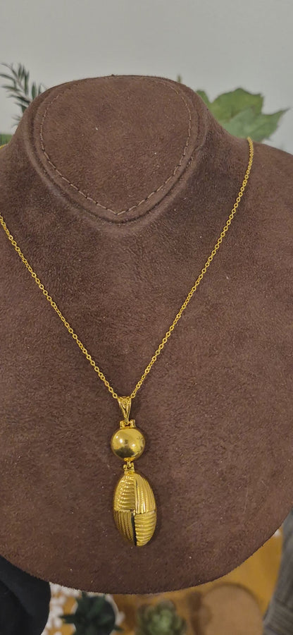 Gold Oval Drop Necklace 21KT - FKJNKL21KM11287