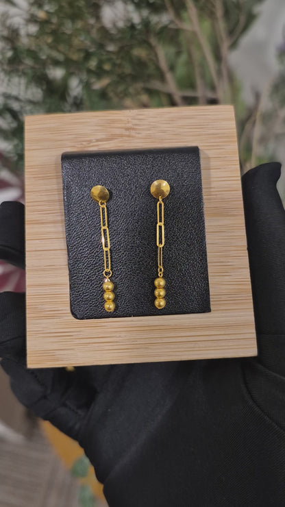 Gold Dangler Earrings 21KT - FKJERN21KM12068