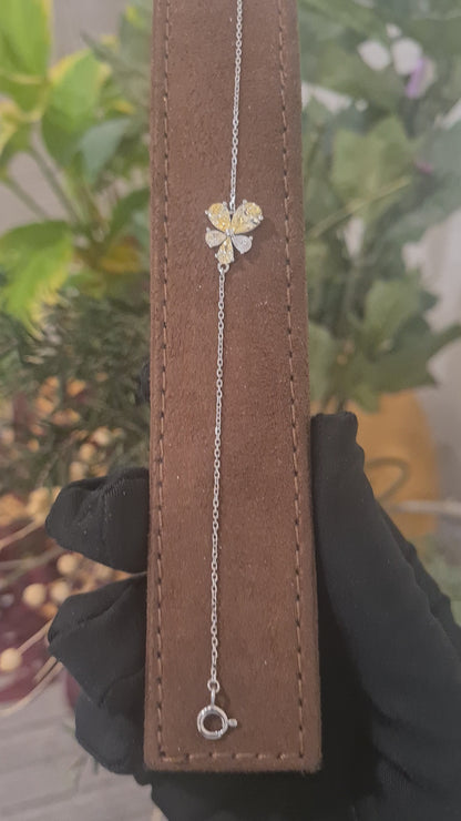 Sterling Silver 925 Yellow Floral Bracelet - FKJBRLSL10706