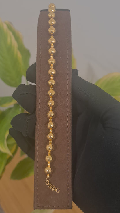 Gold Round Bead Link Bracelet 21KT - FKJBRL21KM10525