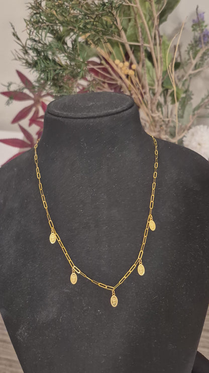 Gold Rose Charms Necklace 21KT - FKJNKL21KM11947