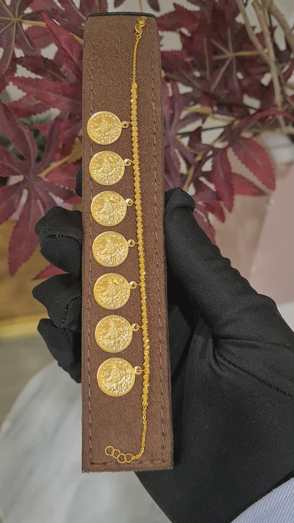 Gold Turkish Lira Link Bracelet 21KT - FKJBRL21KM10491