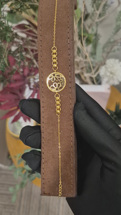 Gold Daisy Motif Bracelet 21KT - FKJBRL21KM12199