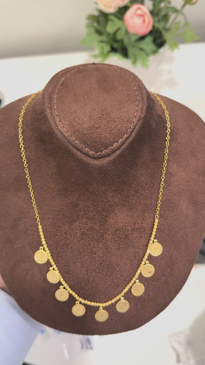 Gold Dangling Lira Coin Necklace 21KT - FKJNKL21KM10330