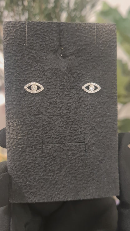 Sterling Silver 925 Halo Eye Earrings - FKJERNSL10844