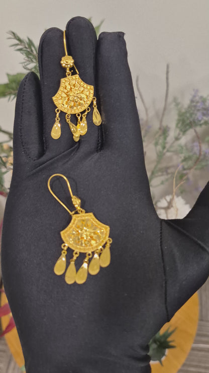 Gold Hanging Earrings 21KT - FKJERN21KM11870