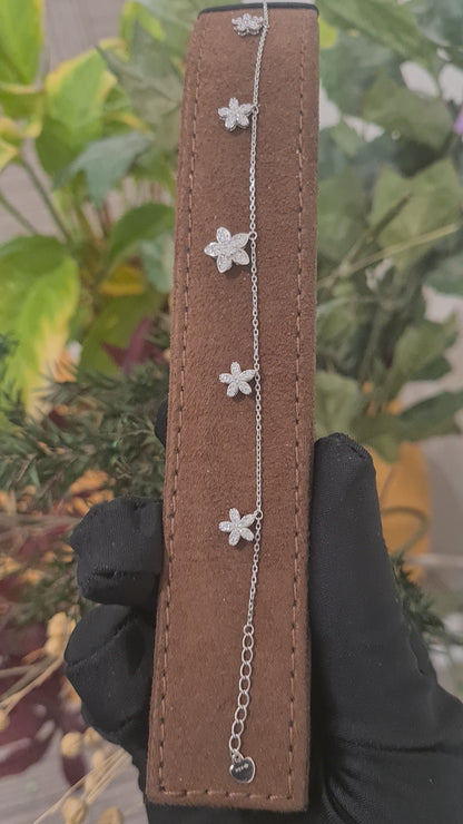 Sterling Silver 925 Dangling Flower Bracelet - FKJBRLSL10700