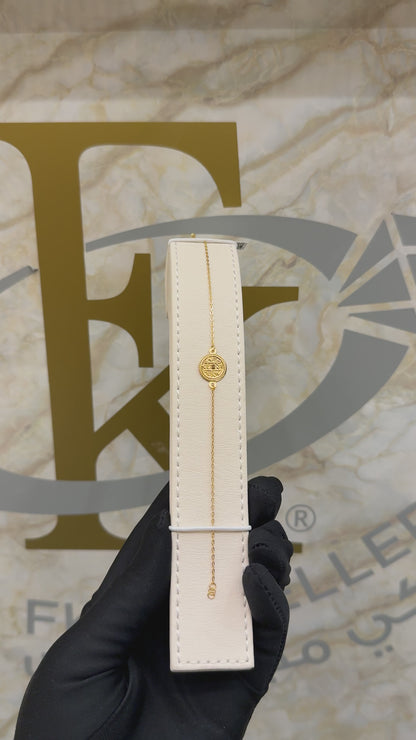 Gold Round Shaped Coin Bracelet 21KT - FKJBRL21KM8212