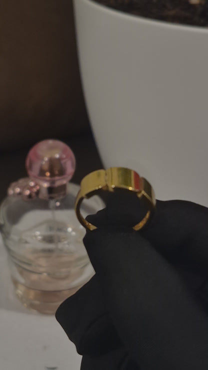 Gold Contemporary Bold Design Ring 21KT - FKJRN21KM12227
