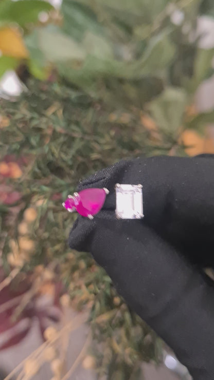 Sterling Silver 925 Radiant Ruby Ring - FKJRNSL10779