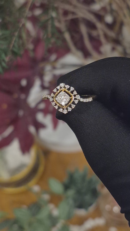 Round Brilliant Cut Diamonds Elegant Ring in 18KT Yellow Gold - FKJRN18KMD12107