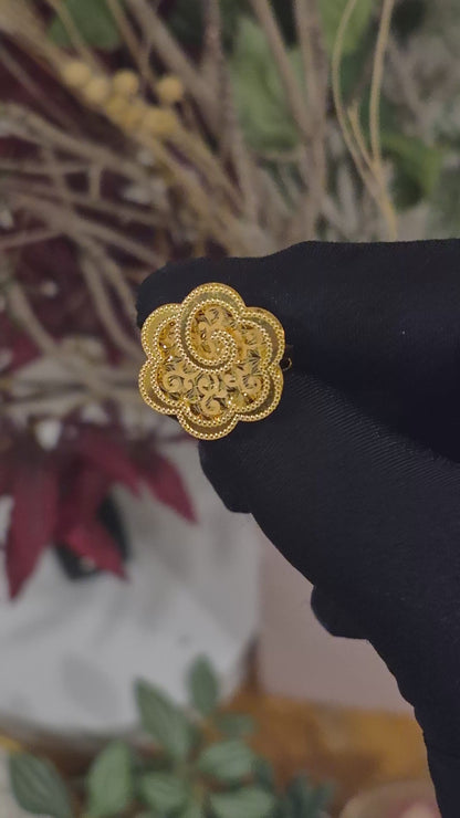 Gold Turkish Design Ring 21KT - FKJRN21KM11949
