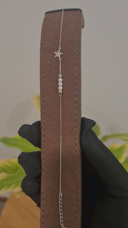 Sterling Silver 925 Minimalist Star Bracelet - FKJBRLSL10551