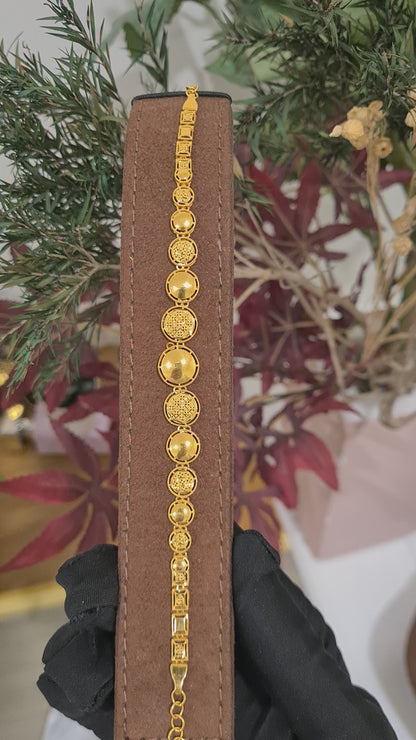 Gold Classic Flat Bead Bracelet 21KT - FKJBRL21KM10490