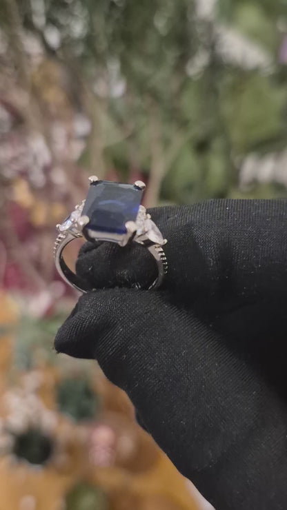 Sterling Silver 925 Blue Center Ring - FKJRNSL11000