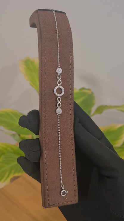 Sterling Silver 925 Sparkling Infinity Bracelet - FKJBRLSL10548