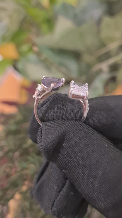 Sterling Silver 925 Two-Tone Open Ring - FKJRNSL10737