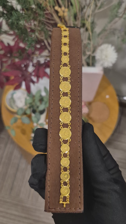 Gold Stylish Coin Link Bracelet 21KT - FKJBRL21KM11634