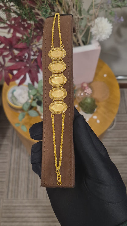Gold Rose Pattern Bracelet 21KT - FKJBRL21KM11666