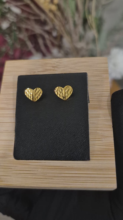 Gold Heart Shaped Earrings 21KT - FKJERN21KM12081