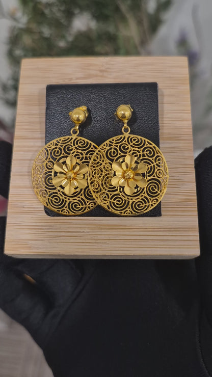 Gold Classic Earrings 21KT - FKJERN21KM12055