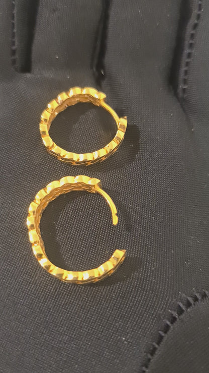 Gold Cuban Link Hoop Earrings 21KT - FKJERN21KM10853