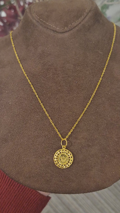 Gold Lira Inspired Necklace 21KT - FKJNKL21KM11362