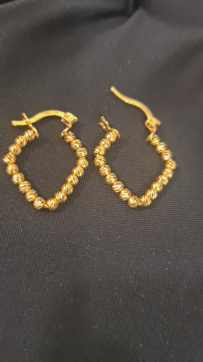 Gold Bead Loop Earrings 21KT - FKJERN21KM10864