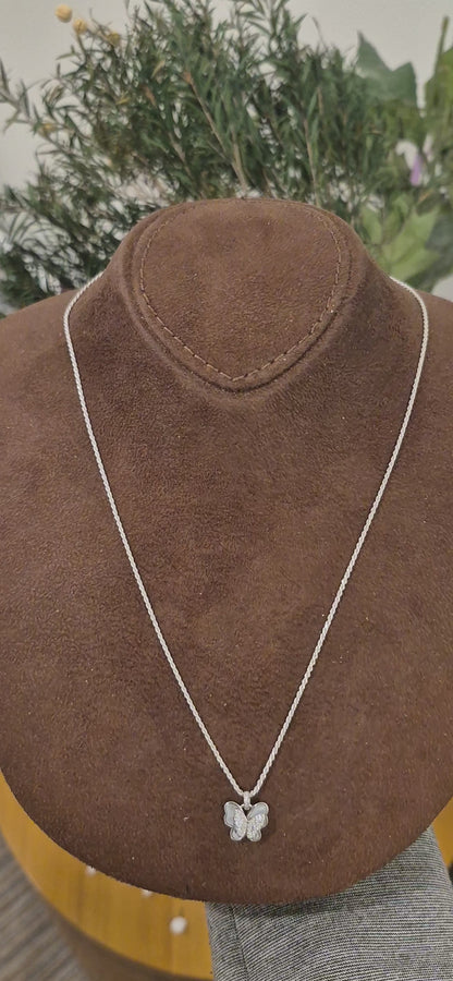 Sterling Silver 925 Butterfly Charm Necklace (Chain with Pendant) - FKJNKLSL11119