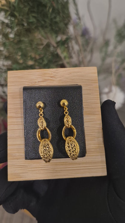 Gold Turkish Design Hanging Earrings 21KT - FKJERN21KM11820