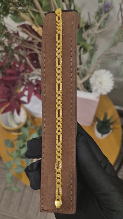 Gold Figaro Bracelet 21KT - FKJBRL21KM12183