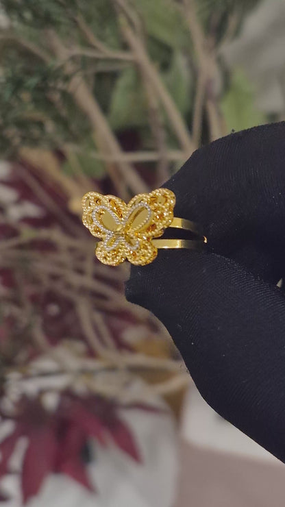 Gold Butterfly Design Ring 21KT - FKJRN21KM11959