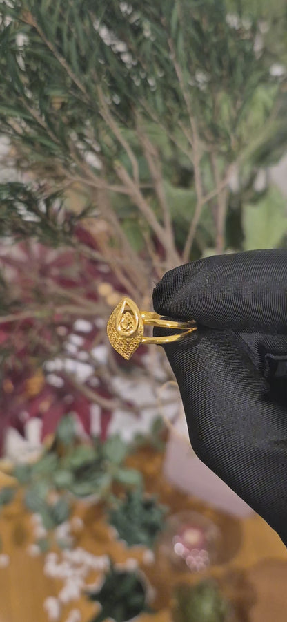 Gold Leaf Shape Ring 21KT - FKJRN21KM11186